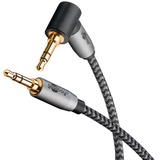 goobay Plus 3,5 mm stereo jack naar 3,5 mm stereo jack 90° kabel Zwart/zilver, 5 meter