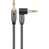 goobay Plus Audio 3,5 mm aux stereoverbindingskabel 90° Zwart/zilver, 5 meter