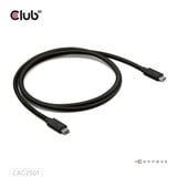 Club 3D Gecertificeerde Thunderbolt 5 kabel Zwart, 1 meter, 240 W