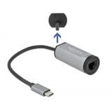 DeLOCK USB-C > Gigabit LAN met Power Delivery-aansluiting adapter Grijs, 0,155 meter