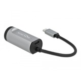 DeLOCK USB-C > Gigabit LAN met Power Delivery-aansluiting adapter Grijs, 0,155 meter