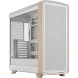 Fractal Design Summit Chalk White TG midi tower behuizing Wit/houtkleur | 2x USB-A | 1x USB-C | Tempered Glass
