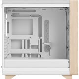 Fractal Design Summit Chalk White TG midi tower behuizing Wit/houtkleur | 2x USB-A | 1x USB-C | Tempered Glass