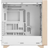 Fractal Design Summit Chalk White TG midi tower behuizing Wit/houtkleur | 2x USB-A | 1x USB-C | Tempered Glass