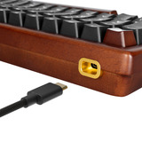 Sharkoon SKILLER SGK50 S2 Wood PBT, gaming toetsenbord Houtkleur/zwart, BE Lay-out, Gateron G Pro 3.0 Yellow, RGB leds, Hot-swappable, 96%