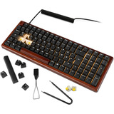 Sharkoon SKILLER SGK50 S2 Wood PBT, gaming toetsenbord Houtkleur/zwart, BE Lay-out, Gateron G Pro 3.0 Yellow, RGB leds, Hot-swappable, 96%