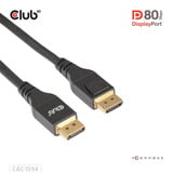 Club 3D Gecertificeerde DisplayPort 2.1 kabel Zwart, 2 meter, 10K
