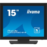 iiyama ProLite T1532MSC-B1S 15" touchscreen monitor Zwart (mat), VGA, HDMI, DisplayPort, Audio 