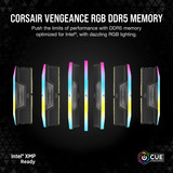 Corsair Vengeance RGB 32 GB DDR5-6000 (2x 16 GB) werkgeheugen Zwart, CMH32GX5M2D6000Z38, EXPO