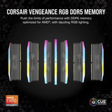 Corsair Vengeance RGB 32 GB DDR5-6000 (2x 16 GB) werkgeheugen Zwart, CMH32GX5M2D6000Z38, EXPO
