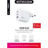 Sitecom 100W GaN Power Delivery oplader Wit, 2x USB-C, 1x USB-A