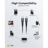 goobay Supersoft USB-C kabel Zwart, 3 meter