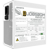 GIGABYTE UD850GM PG5 V2, 850 Watt voeding  Wit, 1x 12V-2x6, 4x PCIe, kabelmanagement