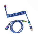 Keychron Premium Coiled Aviator Kabel USB-C 3.2 Gen 1 blauw, 1,08 meter, rechte stekker