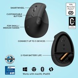 Logitech Lift Vertical Ergonomische Muis Grafiet/zwart, Bluetooth, 4000 DPI, linkshandig