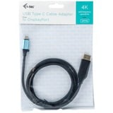 i-tec USB-C > DisplayPort C adapter Zwart, 2 meter, 4K 60 Hz