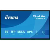 iiyama ProLite TE8615A-B1AG 85.6" 4K Ultra HD Public Display Zwart, Touch, HDMI, DisplayPort, USB-C, Audio, LAN, WiFi, iiWare 21E (Android 14 OS) met Google EDLA