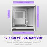NZXT H6 RGB+ midi tower behuizing Wit | 2x USB-A | 1x USB-C | RGB | Tempered Glass