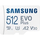 Samsung EVO Plus 512 GB microSDXC geheugenkaart Wit, U3, V30, A2, Incl. SD-Adapter