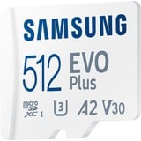 Samsung EVO Plus 512 GB microSDXC geheugenkaart Wit, U3, V30, A2, Incl. SD-Adapter