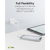 goobay 65W GaN USB-C PD Dual snellader Wit, 1x USB-C, 1x USB-A