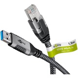 goobay USB-A 3.0 naar RJ45 adapterkabel Zwart/zilver, 1.5 meter