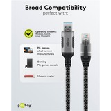 goobay USB-A 3.0 naar RJ45 adapterkabel Zwart/zilver, 1.5 meter
