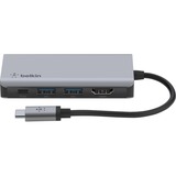 Belkin CONNECT Meerpoorts 4-in-1 USB-C hub dockingstation Grijs/zwart