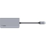 Belkin CONNECT Meerpoorts 4-in-1 USB-C hub dockingstation Grijs/zwart