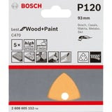 Bosch C470 Best for Wood and Paint Schuurblad K120 schuurpapier 5 stuks, 93mm