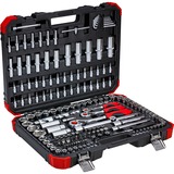 GEDORE Rode dopsleutelset, 1/4" + 3/8" + 1/2", 172-delig Rood/zwart, Met 3 hefboomratels