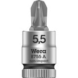 Wera 8700 A FL Zyklop Sleufschroeven Bitdop met 1/4"-aandrijving dopsleutel Chroom