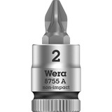 Wera 8755 A Zyklop Pozidriv Bitdop met 1/4"-aandrijving, PZ2x28 dopsleutel Chroom