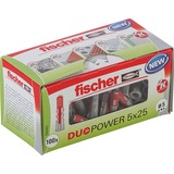 fischer DUOPOWER 5x25 LD plug Lichtgrijs/rood, 1000 stuks
