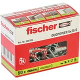 fischer DUOPOWER 5x25 S plug Lichtgrijs/rood