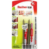 fischer DUOPOWER 8x65 S A2 K 2 plug Lichtgrijs/rood