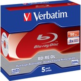 Verbatim BD-RE DL 50 GB blu-ray media 2x, 5 stuks, Retail
