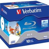 Verbatim BD-R 25GB Jewel Case blu-ray media 6x, 10 stuks, Bedrukbaar, Lite retail