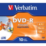 Verbatim DVD-R 4,7 GB Wide Inkjet Printable ID Brand blanco dvd's 16x, 10 stuks, Bedrukbaar