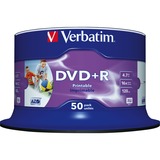 Verbatim DVD+R 4,7 GB Wide Inkjet Printable No ID Brand blanco dvd's 50 stuks, Bedrukbaar