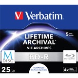 Verbatim MDISC BD-R 25 GB blu-ray media 4x, 5 stuks, bedrukbaar