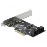 DeLOCK 4-poorts SATA en 1x M.2 Key B slot PCIe x4-kaart adapter incl. Low Profile bracket