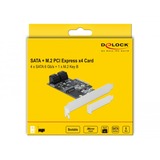 DeLOCK 4-poorts SATA en 1x M.2 Key B slot PCIe x4-kaart adapter incl. Low Profile bracket