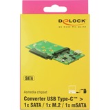 DeLOCK Converter SuperSpeed USB 10 Gbps (USB 3.1 Gen 2) met USB Type-C female > 1 x SATA / 1 x M.2 Key B / 1 x mSATA 