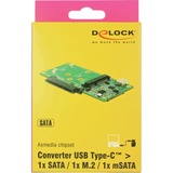 DeLOCK Converter SuperSpeed USB 10 Gbps (USB 3.1 Gen 2) met USB Type-C female > 1 x SATA / 1 x M.2 Key B / 1 x mSATA 