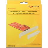 DeLOCK PCI Express x4 Card > 1 x internal NVMe M.2 Key M 110 mm with heat sink controller 89577