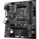 GIGABYTE A520M S2H socket AM4 moederbord Zwart/grijs, RAID, Gb-LAN, Sound, µATX