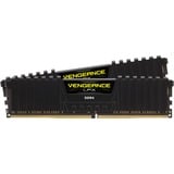 Corsair 16 GB DDR4-2400 (2x 8 GB) Kit werkgeheugen Zwart, CMK16GX4M2A2400C16, Vengeance LPX, XMP