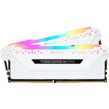 Corsair 16 GB DDR4-3200 Kit werkgeheugen Wit, CMW16GX4M2C3200C16W, Vengeance RGB PRO, XMP