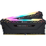 Corsair 16 GB DDR4-3600 Kit werkgeheugen Zwart, CMW16GX4M2Z3600C18, Vengeance RGB PRO, XMP, AMD Ryzen Optimized